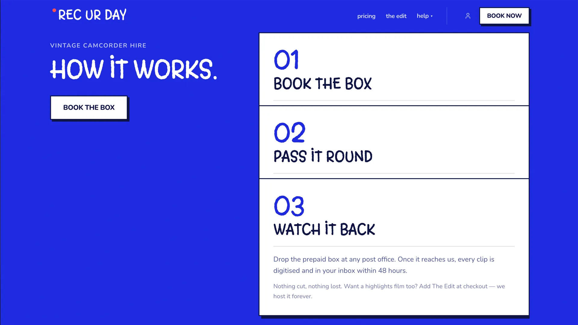 Rec Ur Day — how it works: book, pass it round, watch it back